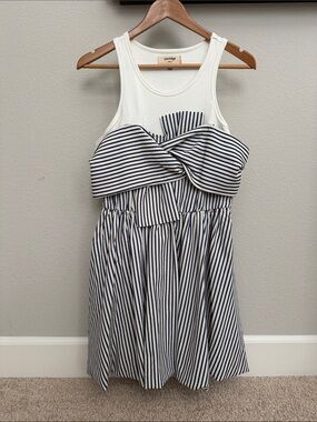 Anthropologie - Poridge Navy Stripe Tie-Front Tank Dress in White and Navy
